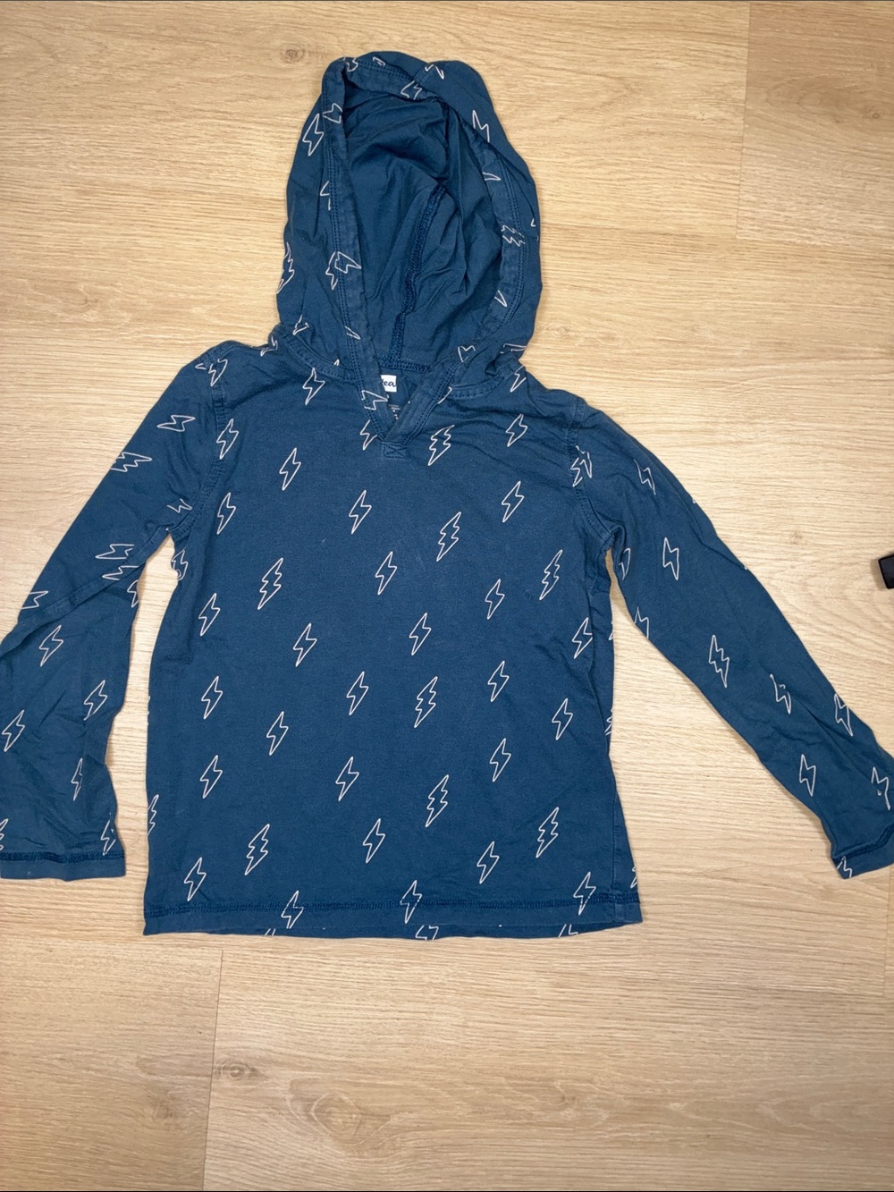 Tea Collection Navy Hoodie Top with Lightning Bolt Print